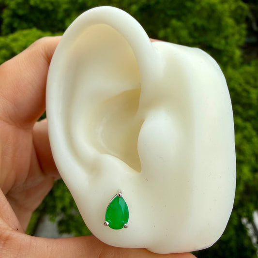 Aretes Gota Esmeralda de laboratorio Plata Italiana 925 Rodinada