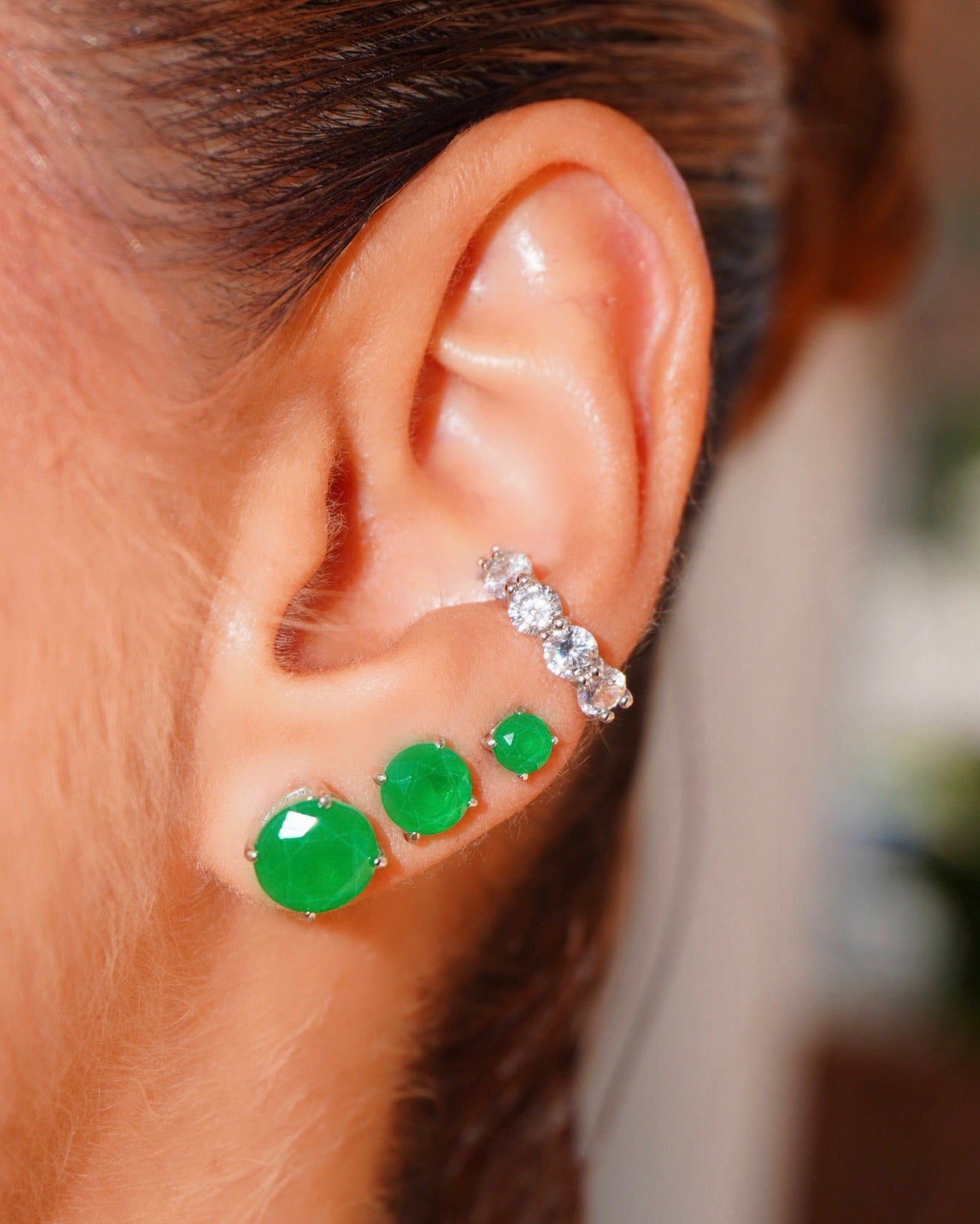 Aretes esmeralda laboratorio Plata 925