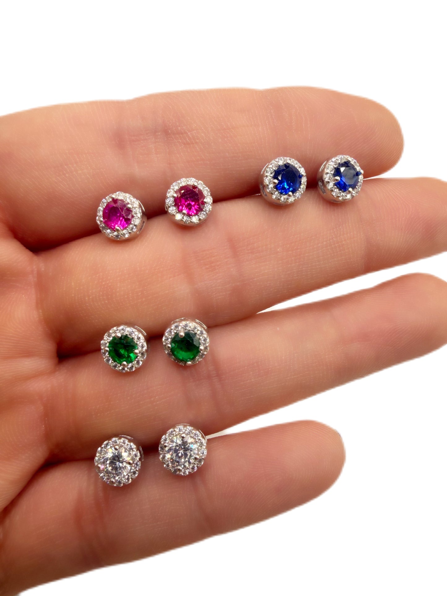 Topos Redondos con Bisel de Circones – Plata 925 Rodinada