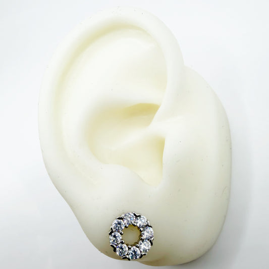 Aretes Redondos Plata Esterlina 925 Rodinada con Circones