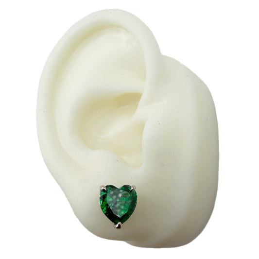 Topos Corazón Esmeralda – Plata 925 Rodinada