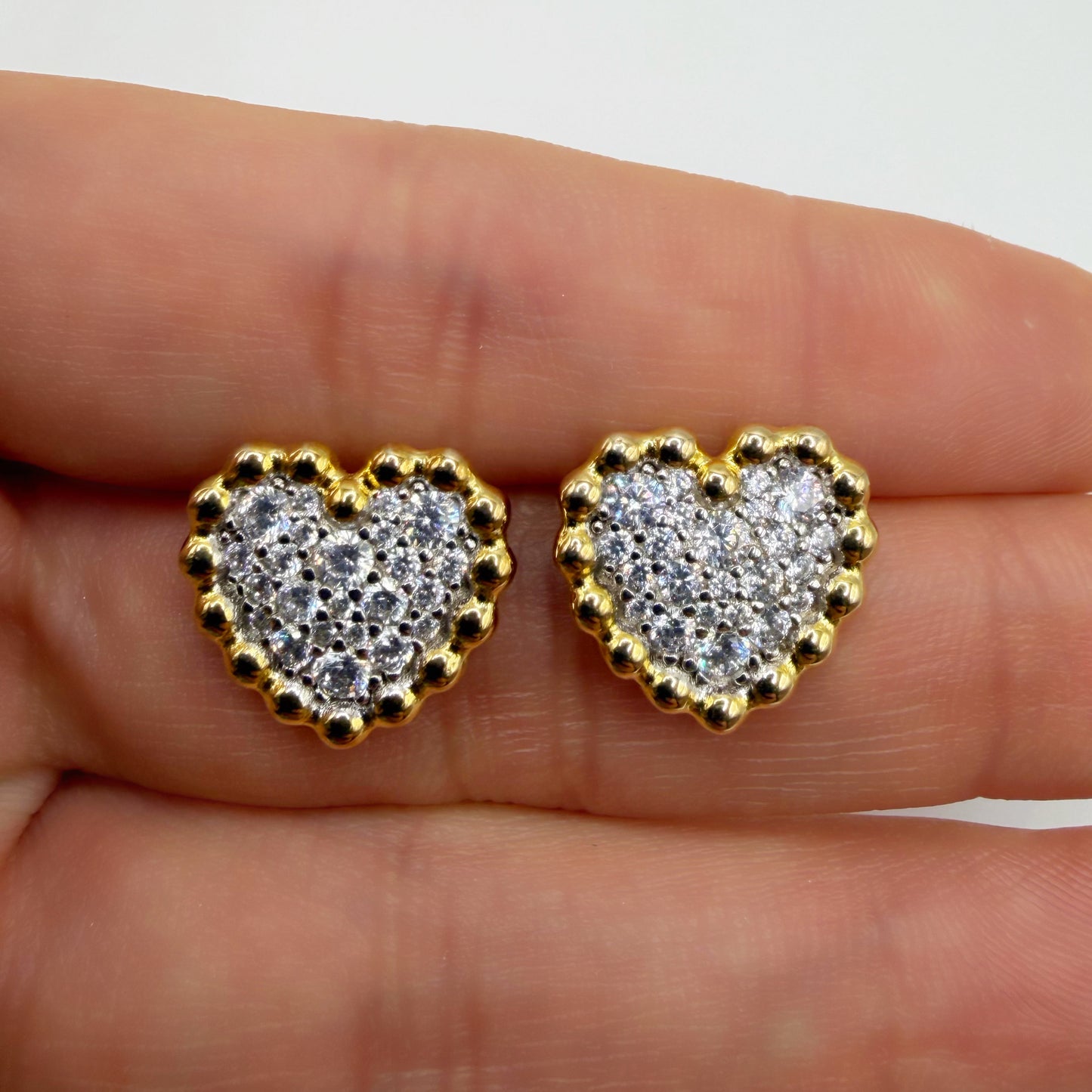 Aretes Corazón Plata Esterlina 925 Enchape oro 18kts