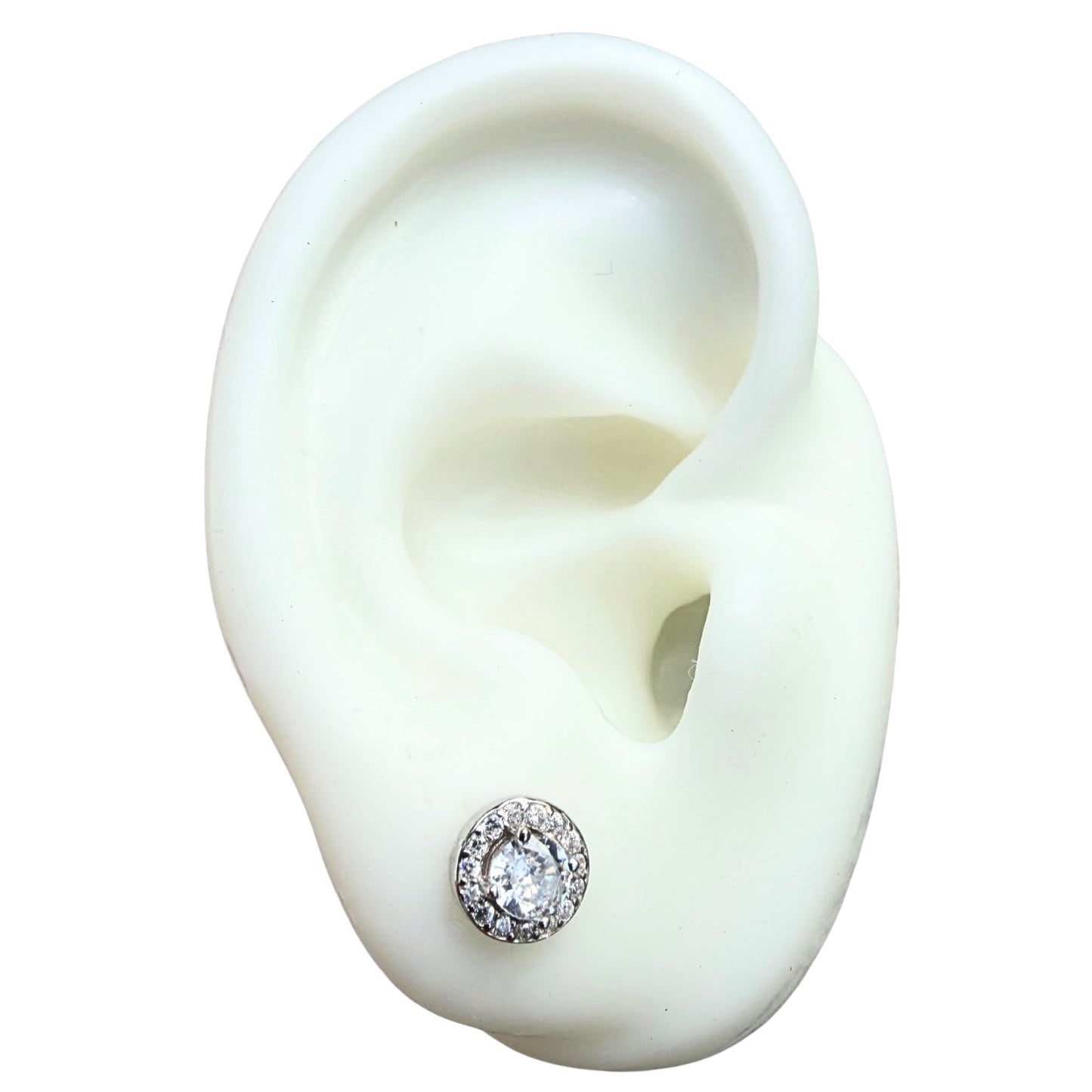 Small Round Stud Sterling Silver 925 Rhodium Plated