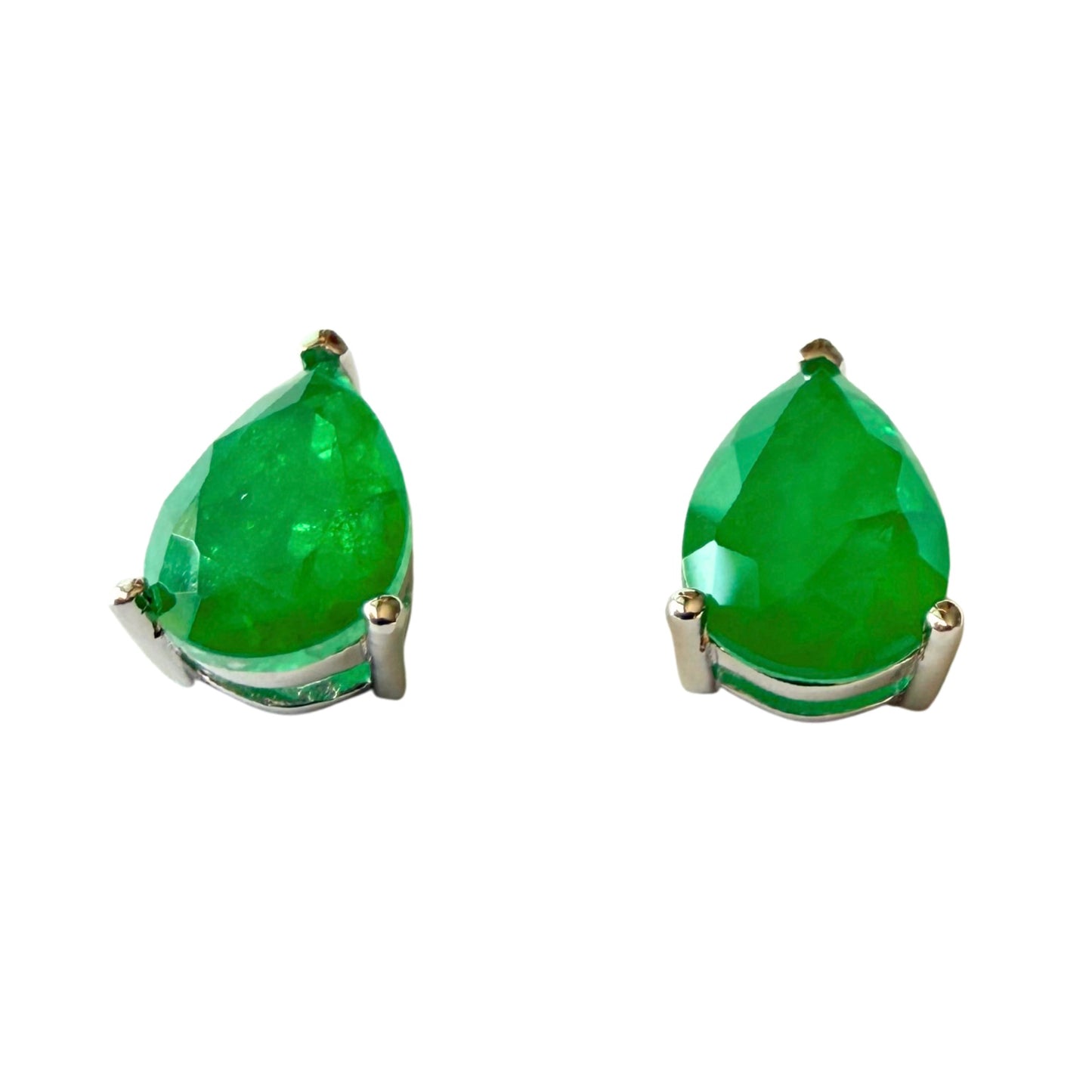 Aretes esmeralda de laboratorio gota Plata italiana 925