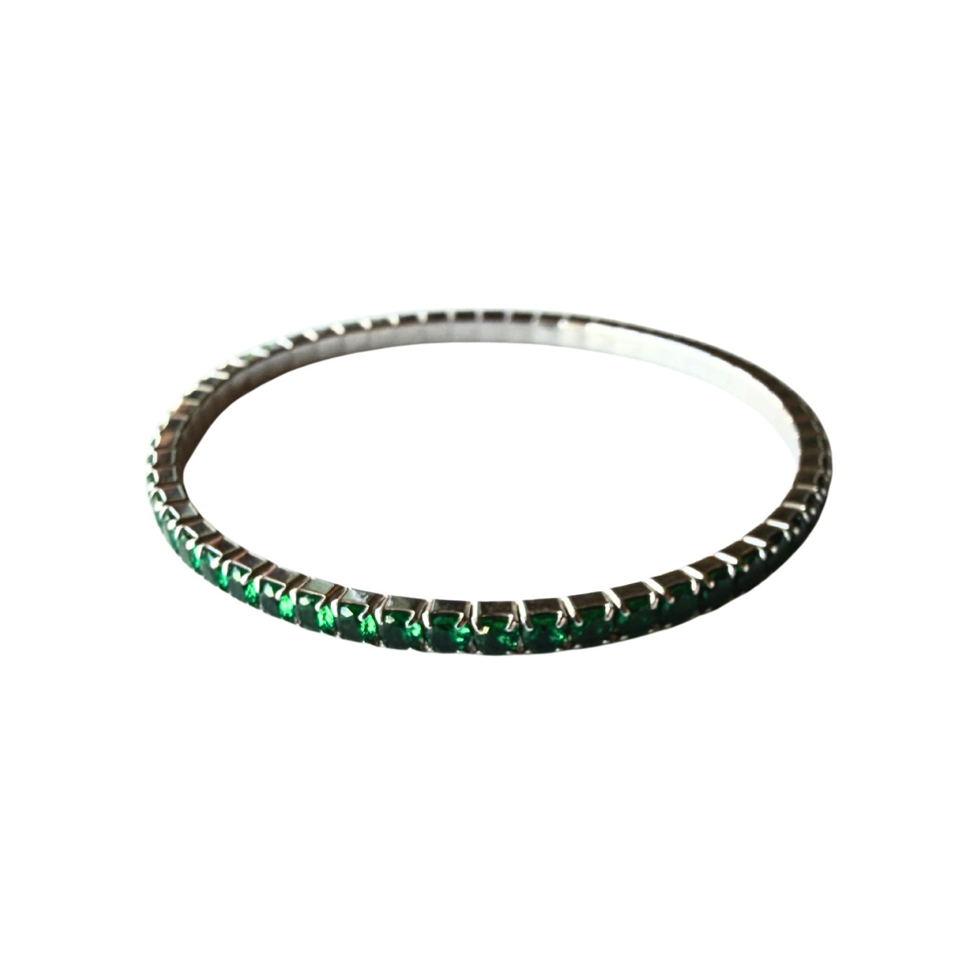 Pulsera Tennis plata 925 Rodinada con circon color esmeralda
