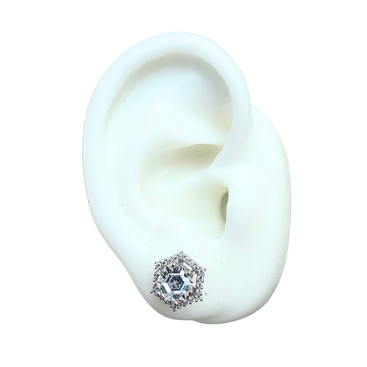 Topo 2 en 1 Hexagonal Plata Esterlina 925 Rodinada