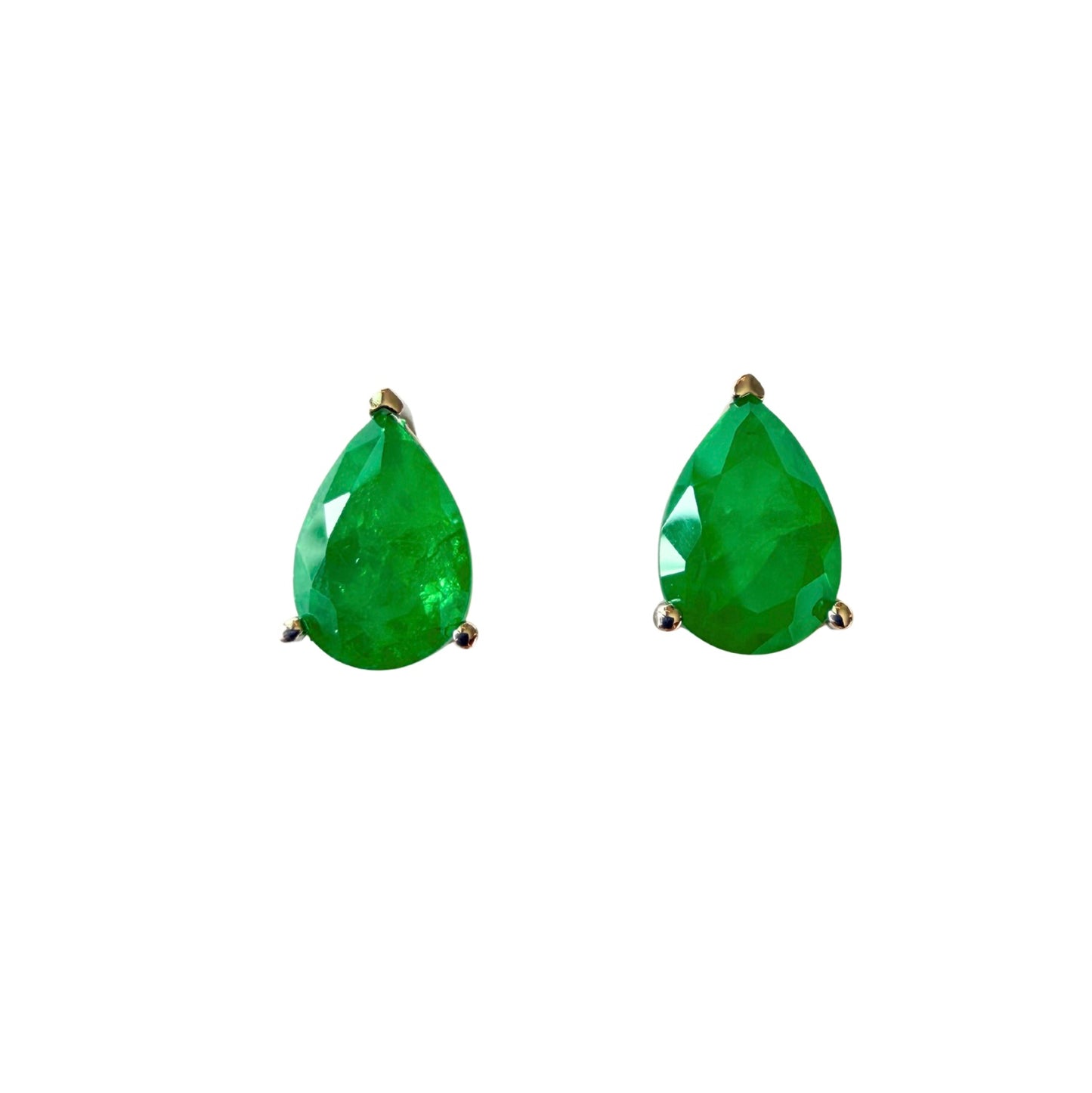 Aretes esmeralda de laboratorio gota Plata italiana 925