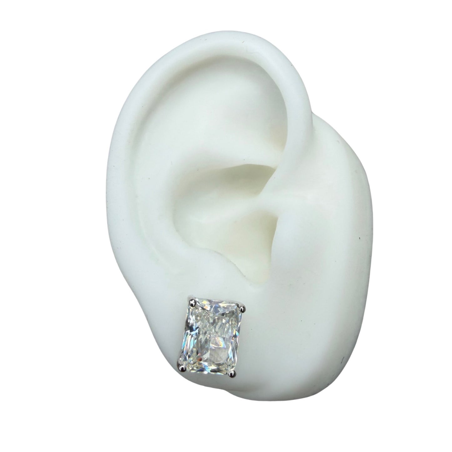 Rhodium-Plated 925 Sterling Silver Lab Moissanite Stud Earrings