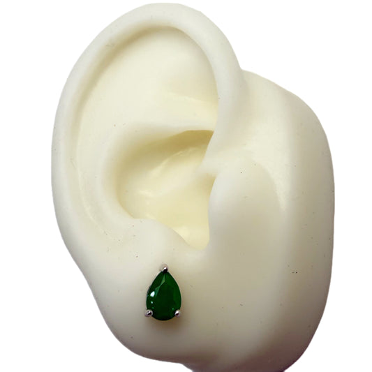 Aretes Gota Esmeralda de laboratorio Plata Italiana 925 Rodinada
