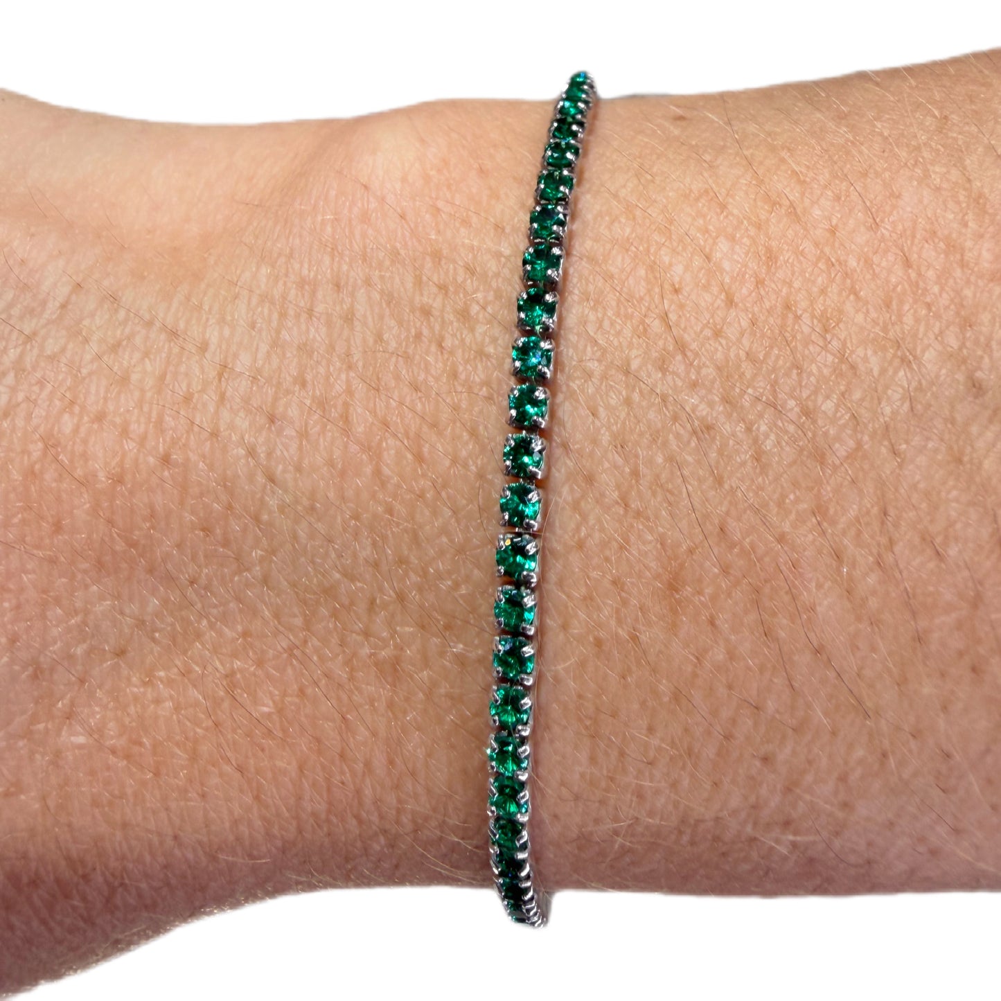Pulsera Tennis Plata 925 Circón Esmeralda