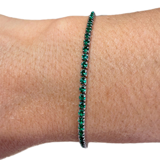 Pulsera Tennis Plata 925 Circón Esmeralda
