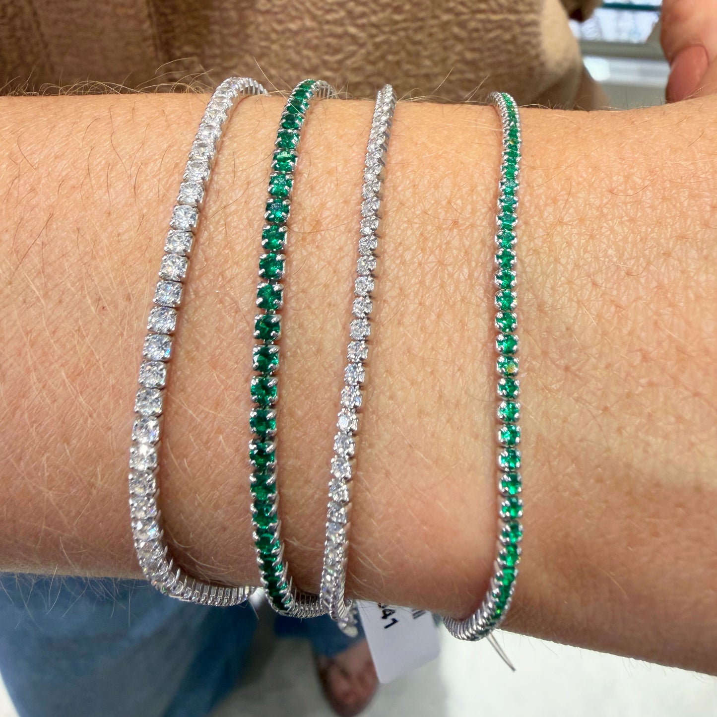 Pulsera Tennis Plata 925 Circón Esmeralda