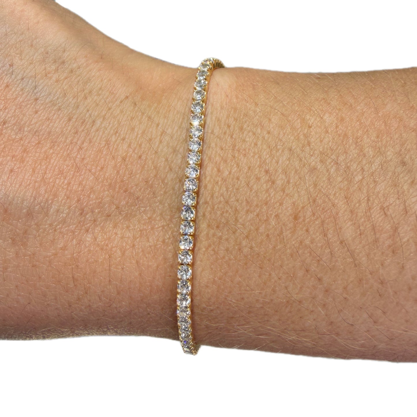 Pulsera Tennis Plata 925 enchape oro 18kts