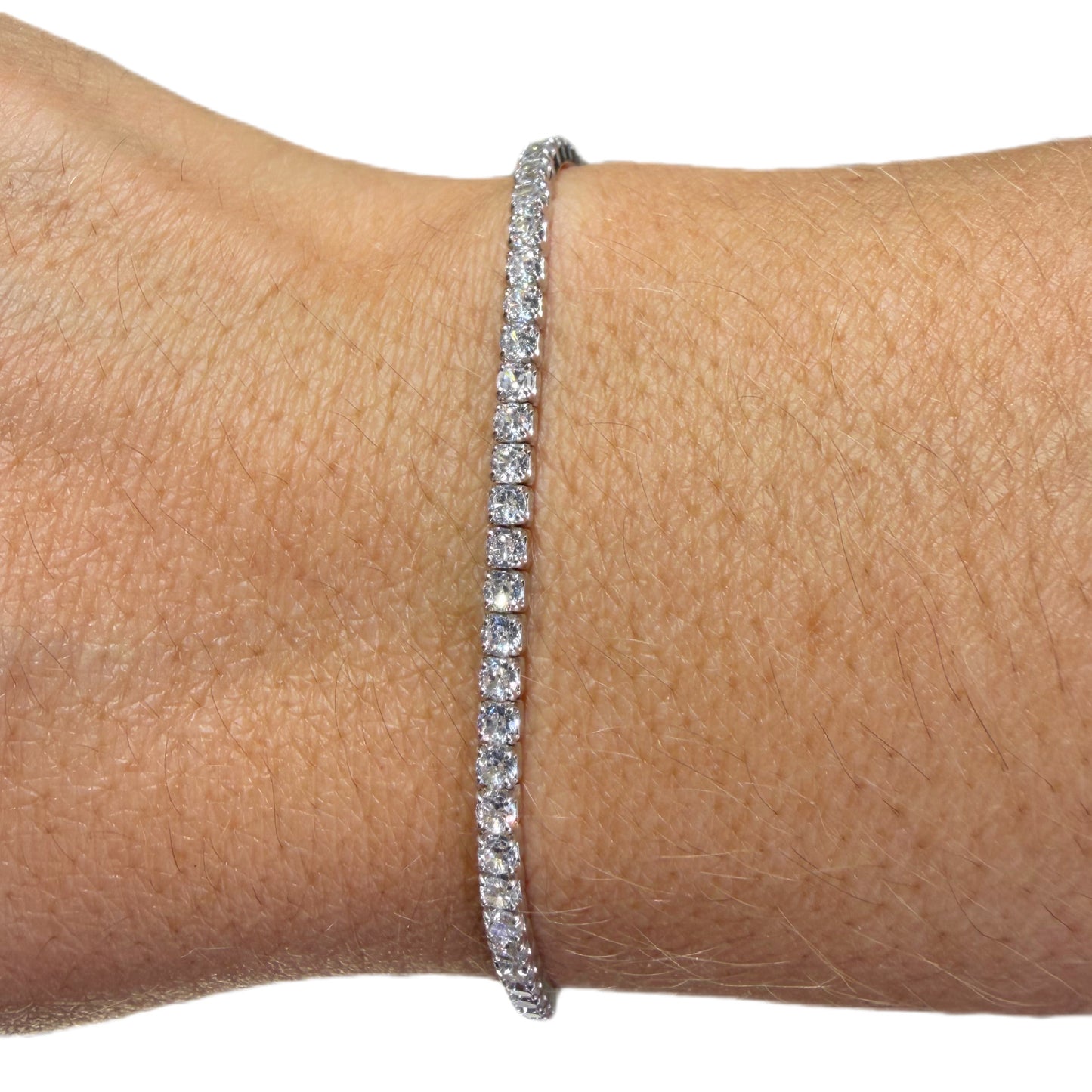 Pulsera Tennis Plata 925 Rodinada Con Circones